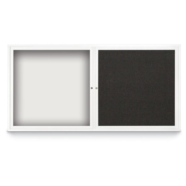 Corkboard, Single Door, Radius Frame, 18x24", Black/Medium Gray